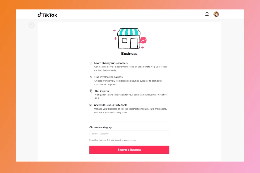 ساخت اکانت بیزینسی برای دسترسی به ابزارهای پیشرفته تیک تاک
