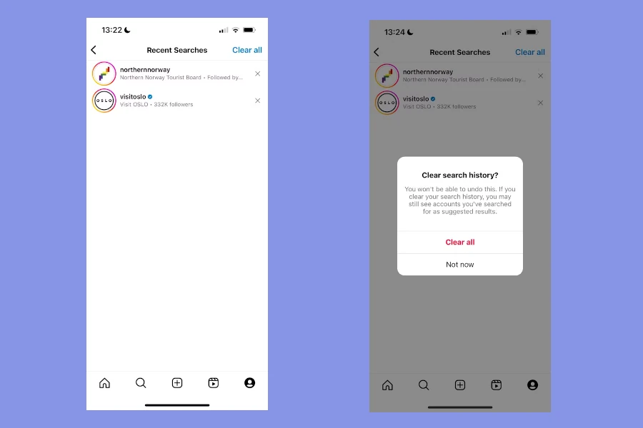 پاک کردن تاریخچه جستجو در اینستاگرام