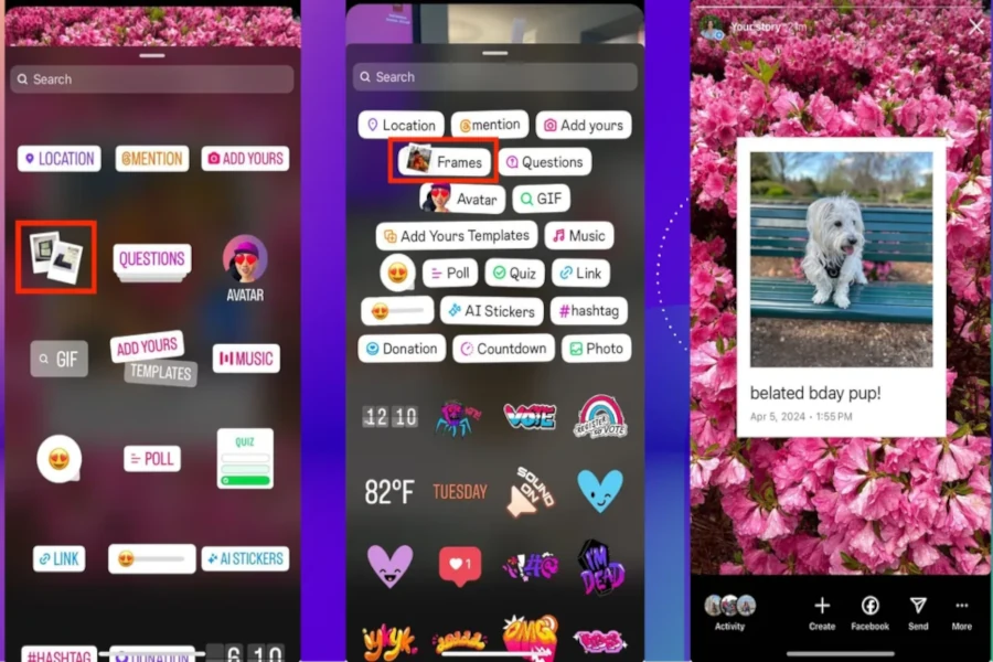 نحوه استفاده از قابلیت فریم استوری اینستاگرام